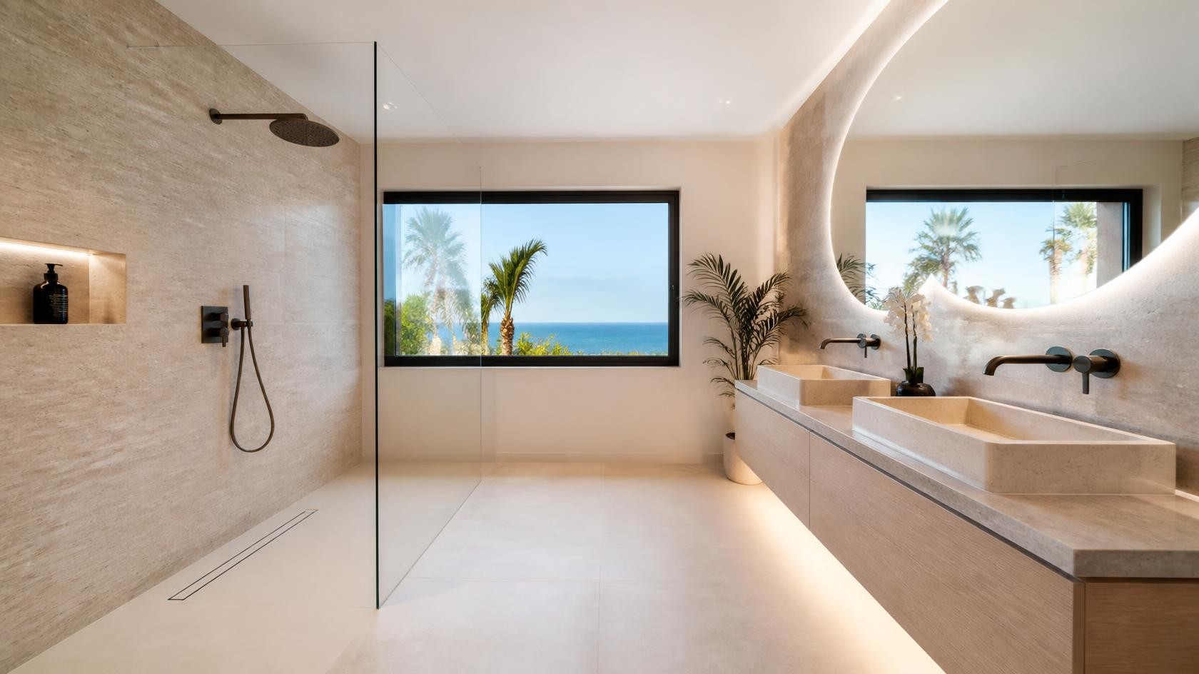 Salle de bain avec vue mer