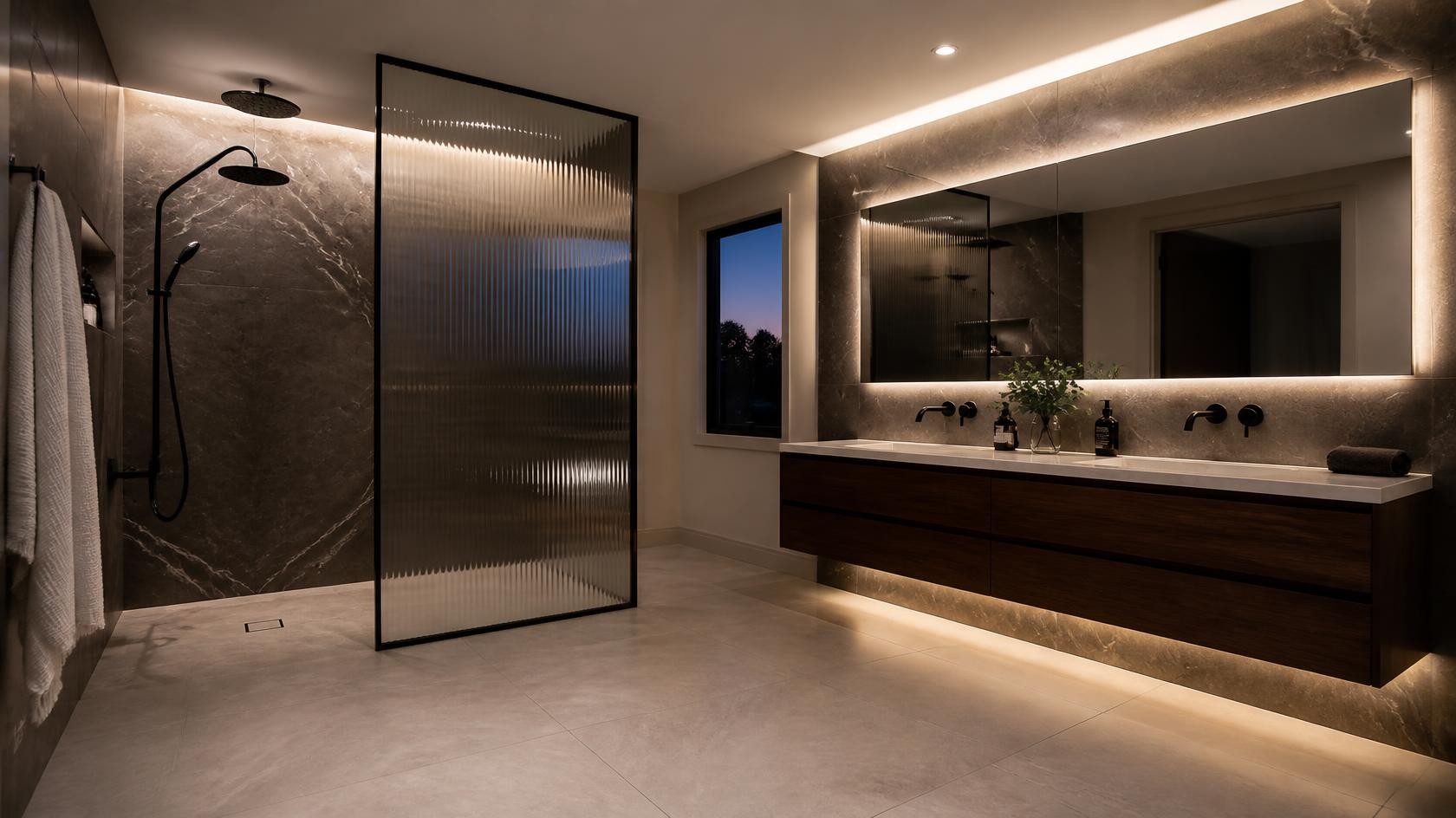 Salle de bain en marbre sombre